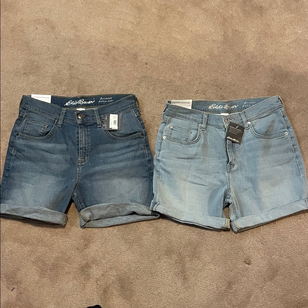 Eddie Bauer Women's Jean Shorts - Dark and Light Blue